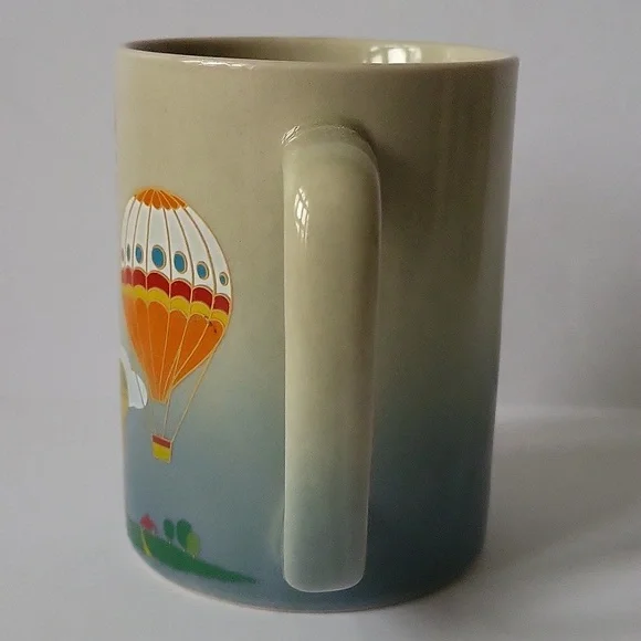 Otagiri Hot Air Balloon Graphics On Gray Ceramic Coffee Mug